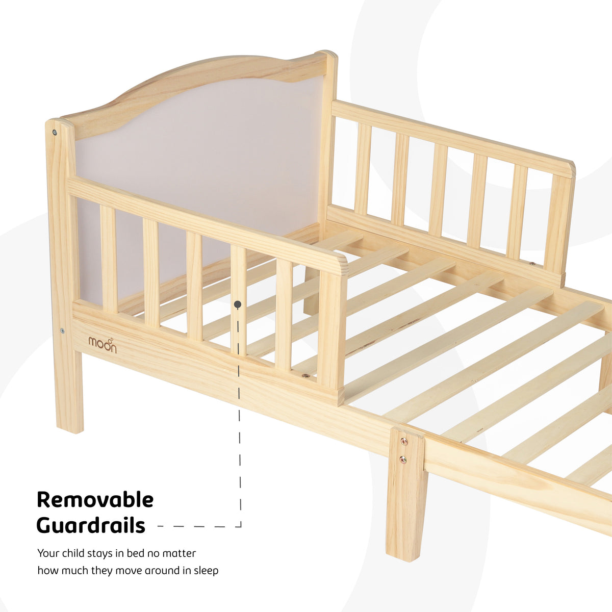 Wooden Toddler Bed(143 x 73 x 60)-Natural wood - The Moon Brand™