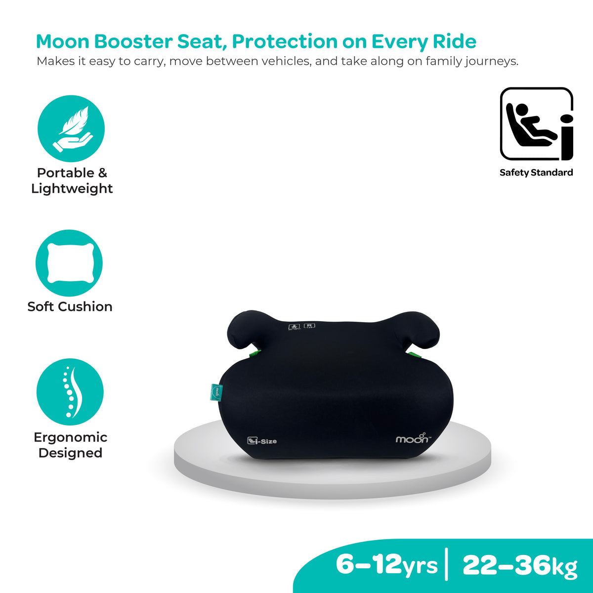 MOON Elvo Baby Booster Car Seat - Black