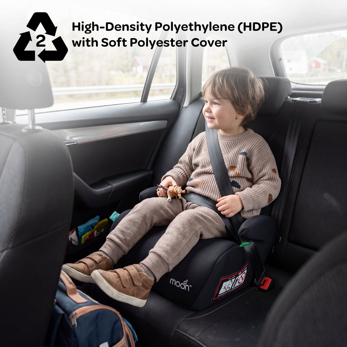 MOON Elvo Baby Booster Car Seat - Black — The Moon Brand product image