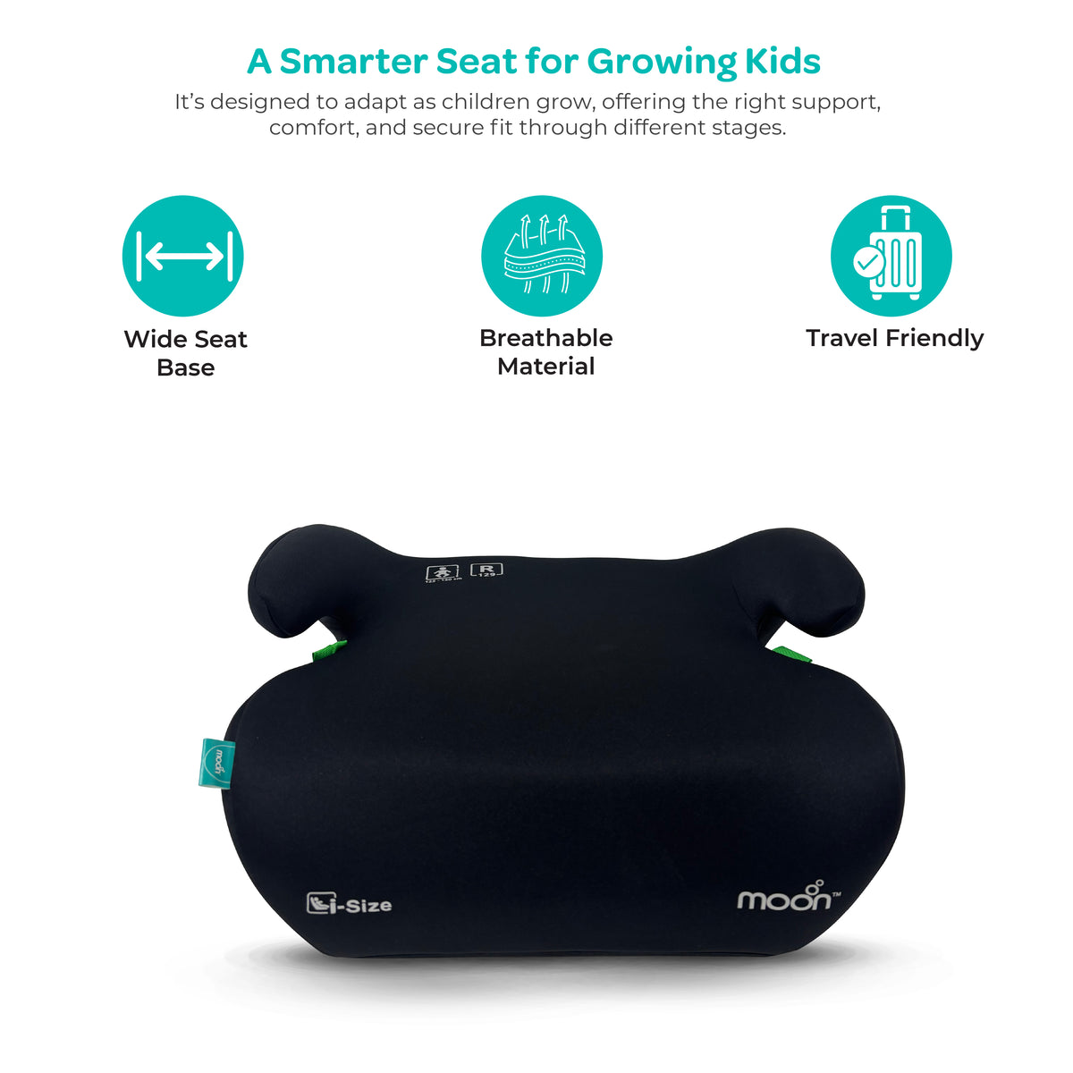 MOON Elvo Baby Booster Car Seat - Black — The Moon Brand product image