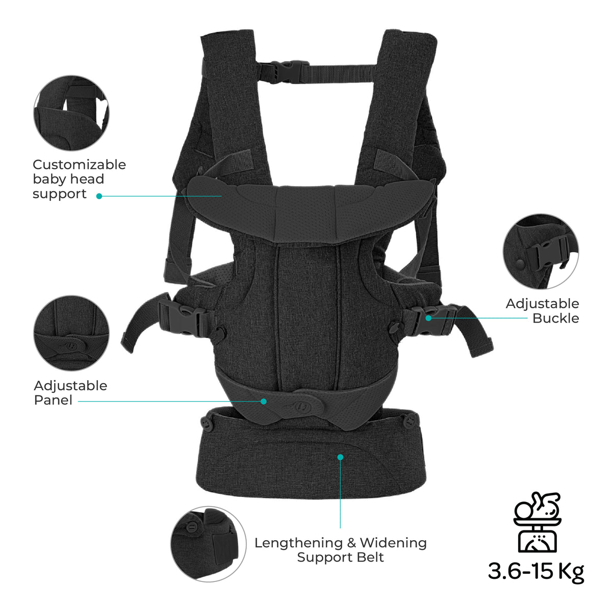 KaryGo 4 in 1- baby Carrier- Black - The Moon Brand™