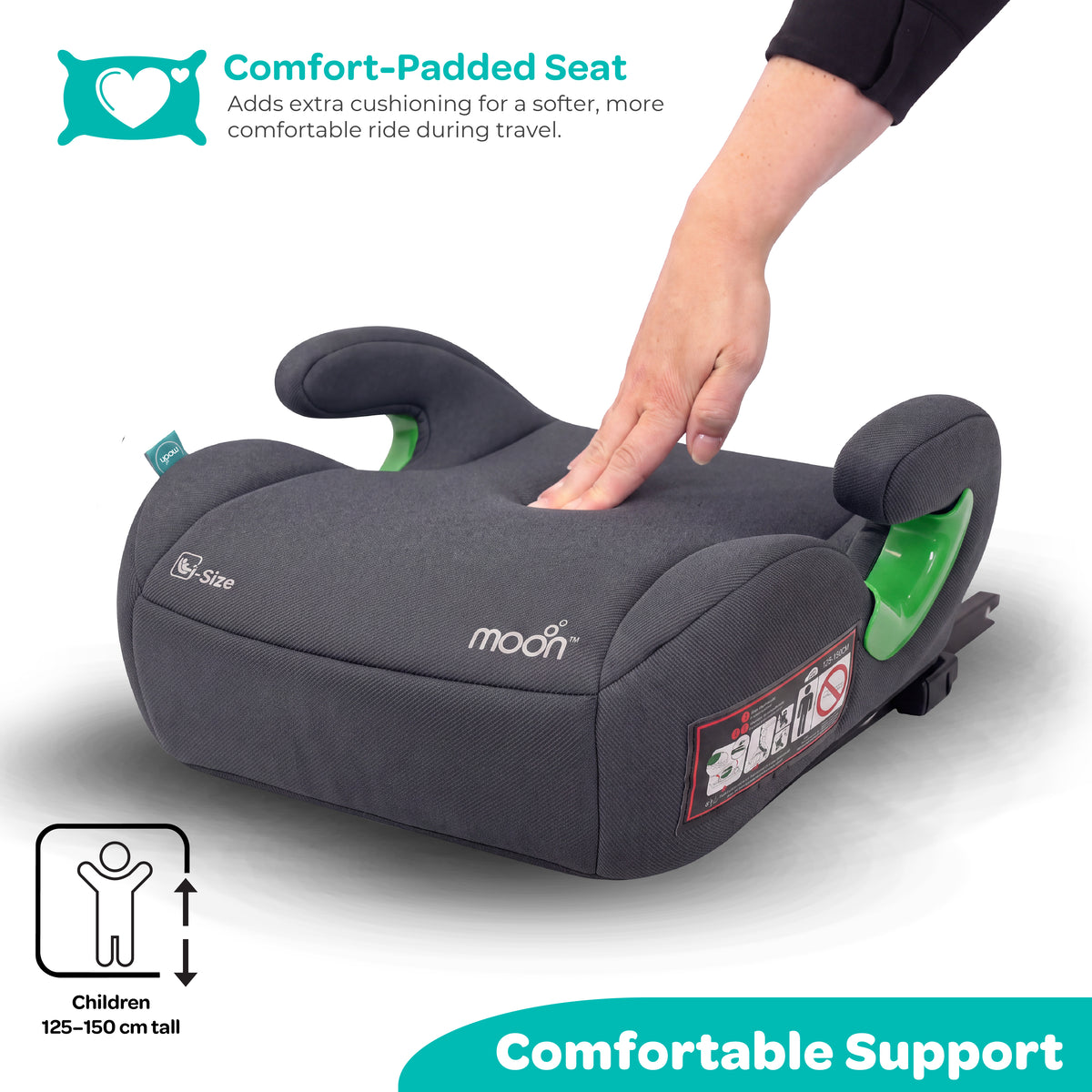 MOON Elvo Fx Baby Booster Car Seat - Dark Grey — The Moon Brand product image