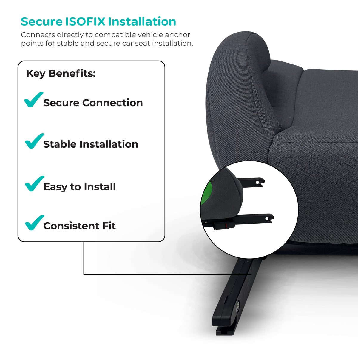 MOON Elvo Fx Baby Booster Car Seat - Dark Grey — The Moon Brand product image
