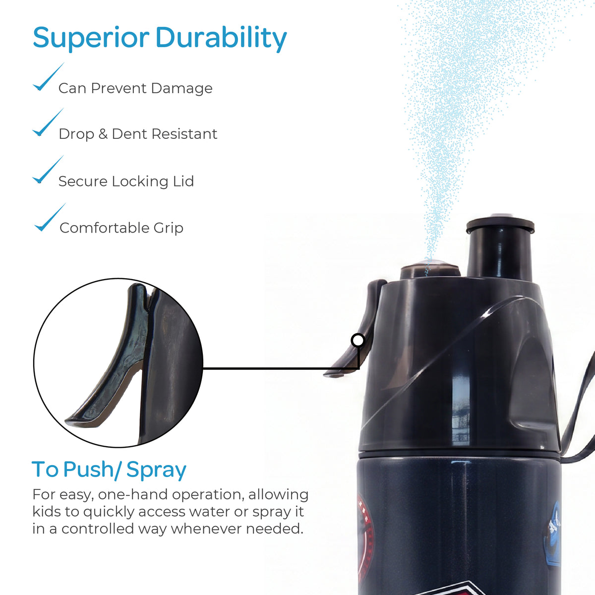 MOON Sonic Kids Spray Mist Water Bottle 500ml
