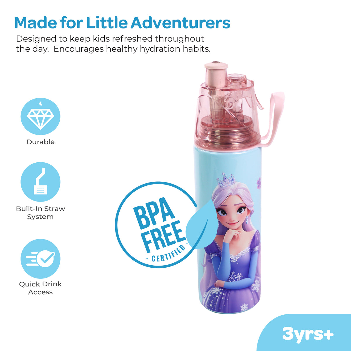 MOON Elisa Kids Spray Mist Water Bottle 500ml Green