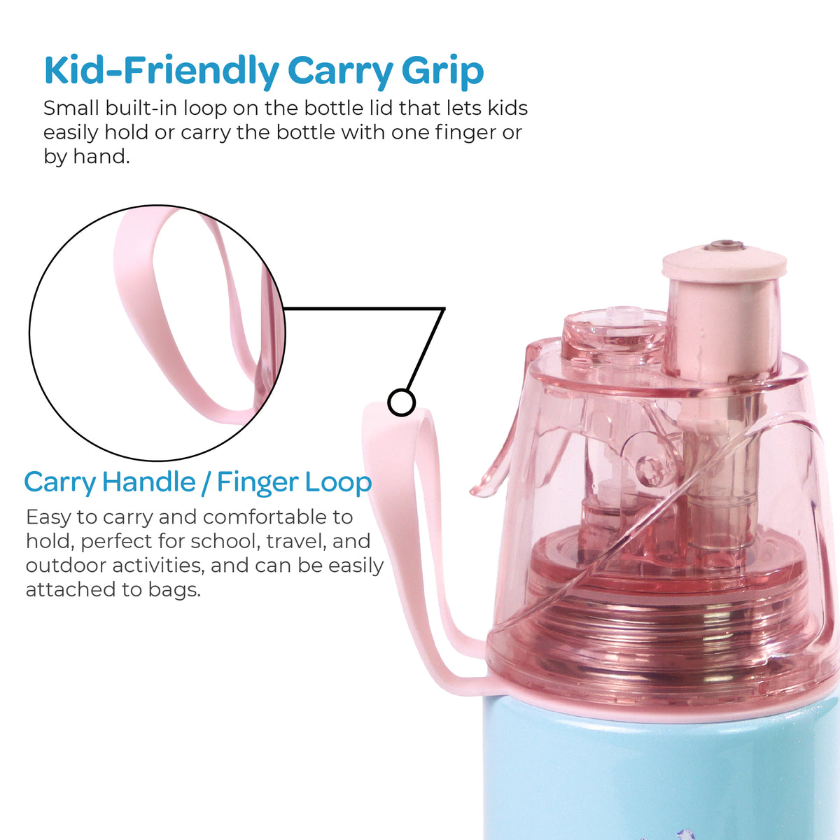 MOON Unicorn Kids Spray Mist Water Bottle 500ml Pink