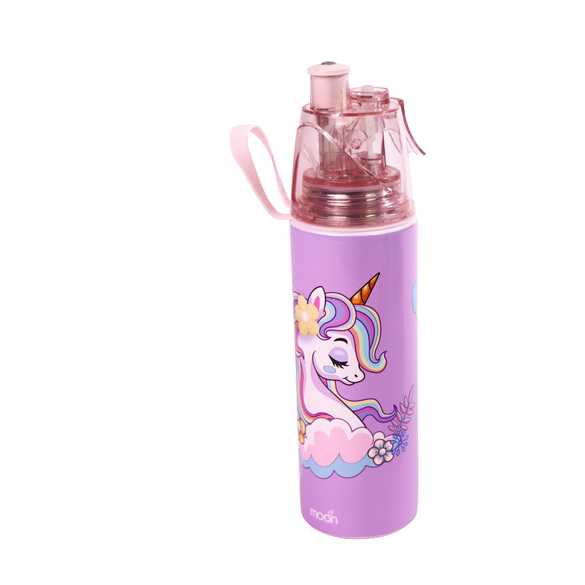 MOON Unicorn Kids Spray Mist Water Bottle 500ml Pink