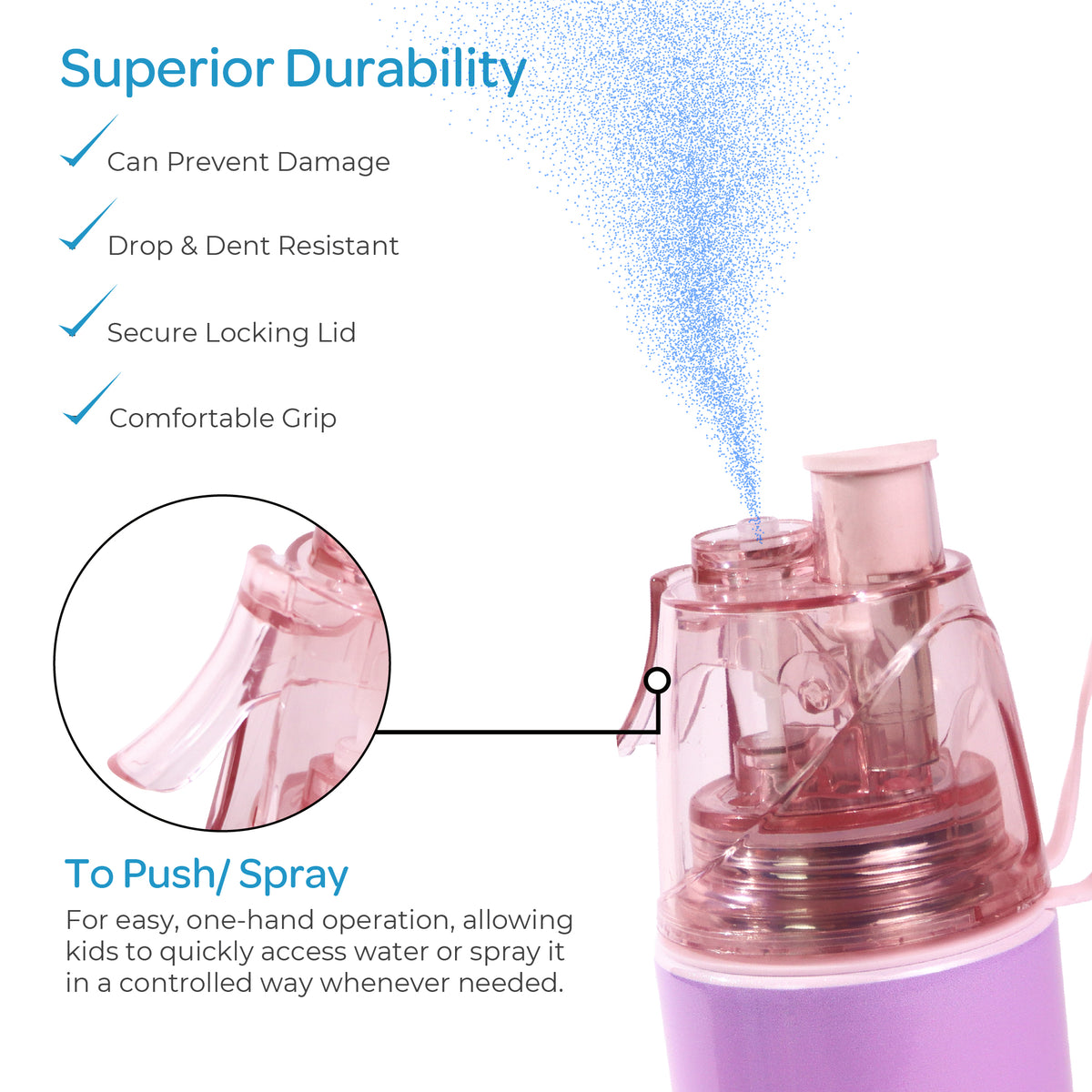 MOON Unicorn Kids Spray Mist Water Bottle 500ml Pink