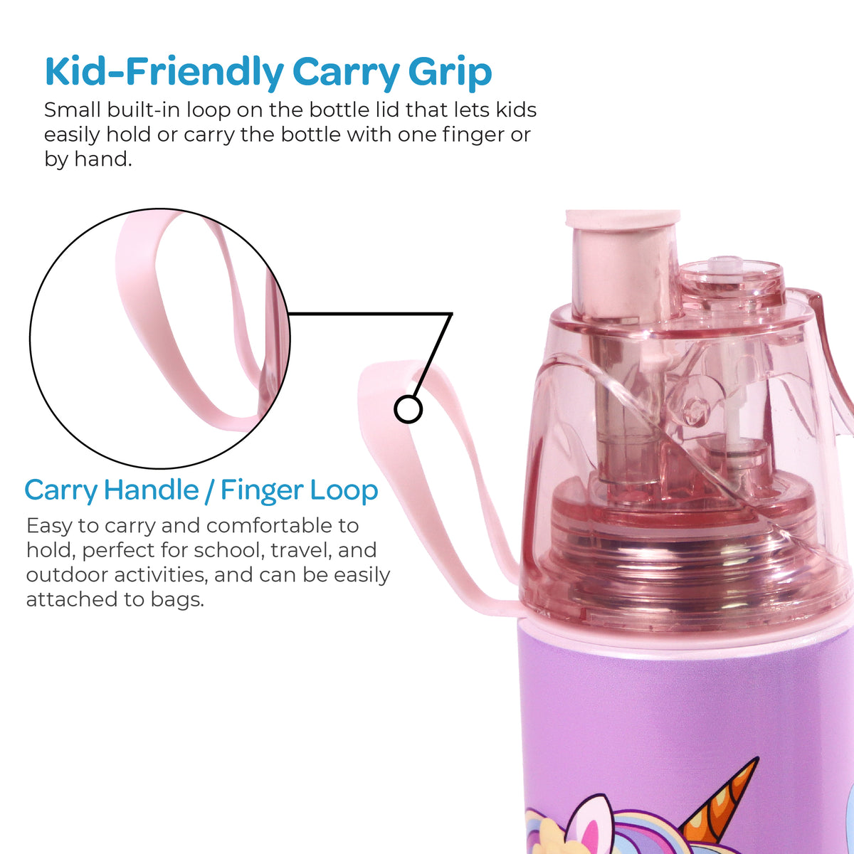 MOON Unicorn Kids Spray Mist Water Bottle 500ml Pink