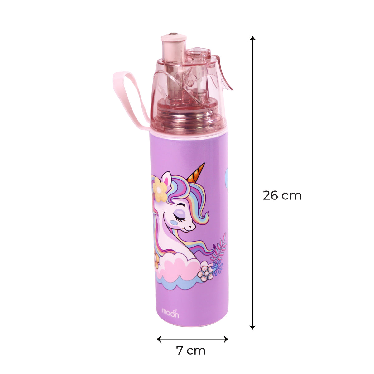 MOON Unicorn Kids Spray Mist Water Bottle 500ml Pink