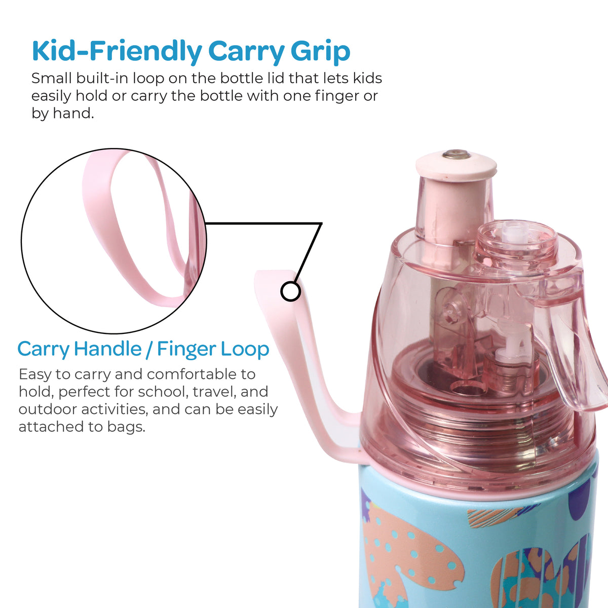 MOON Kids Mist Spray Water Bottle 500ml Stainless Steel