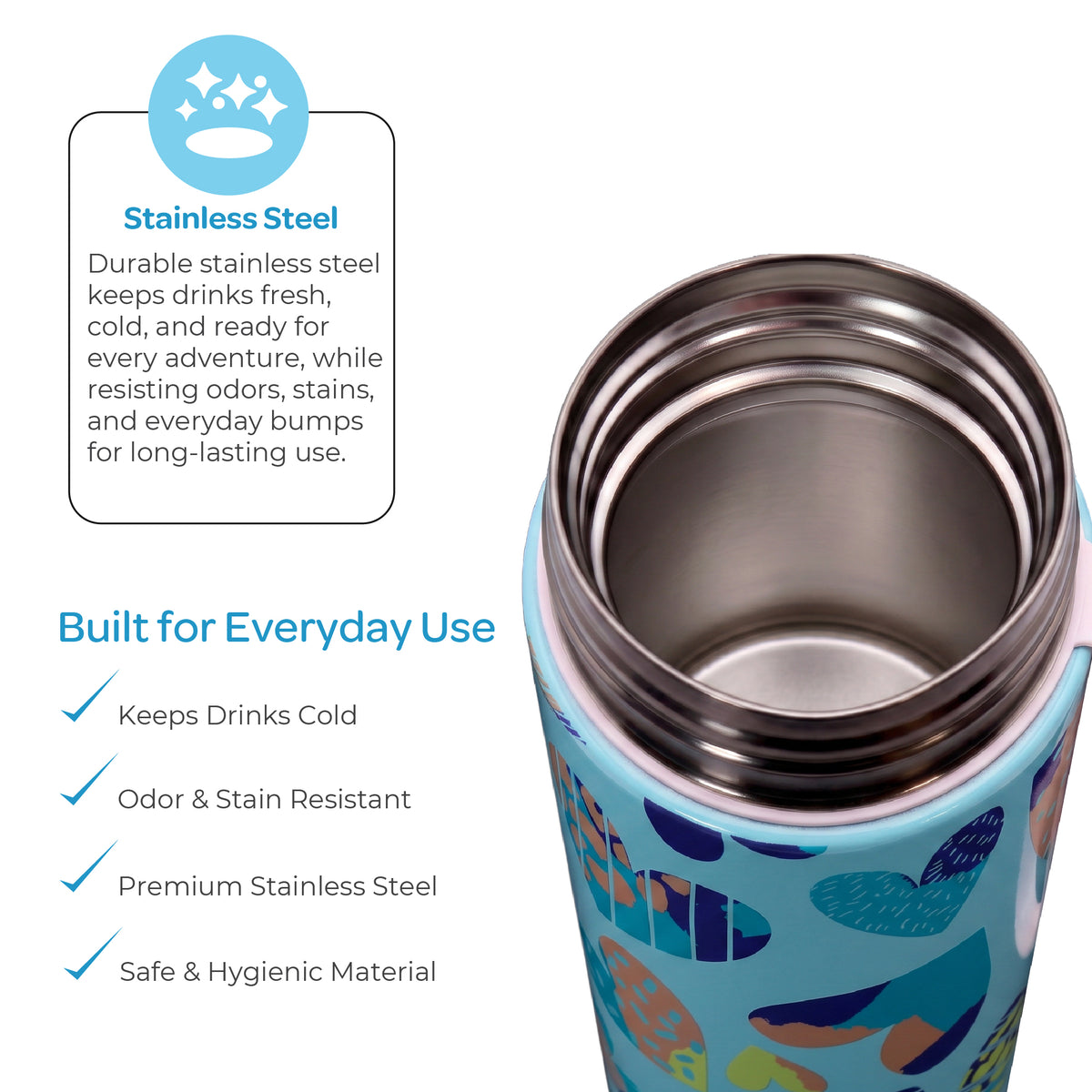 MOON Kids Mist Spray Water Bottle 500ml Stainless Steel