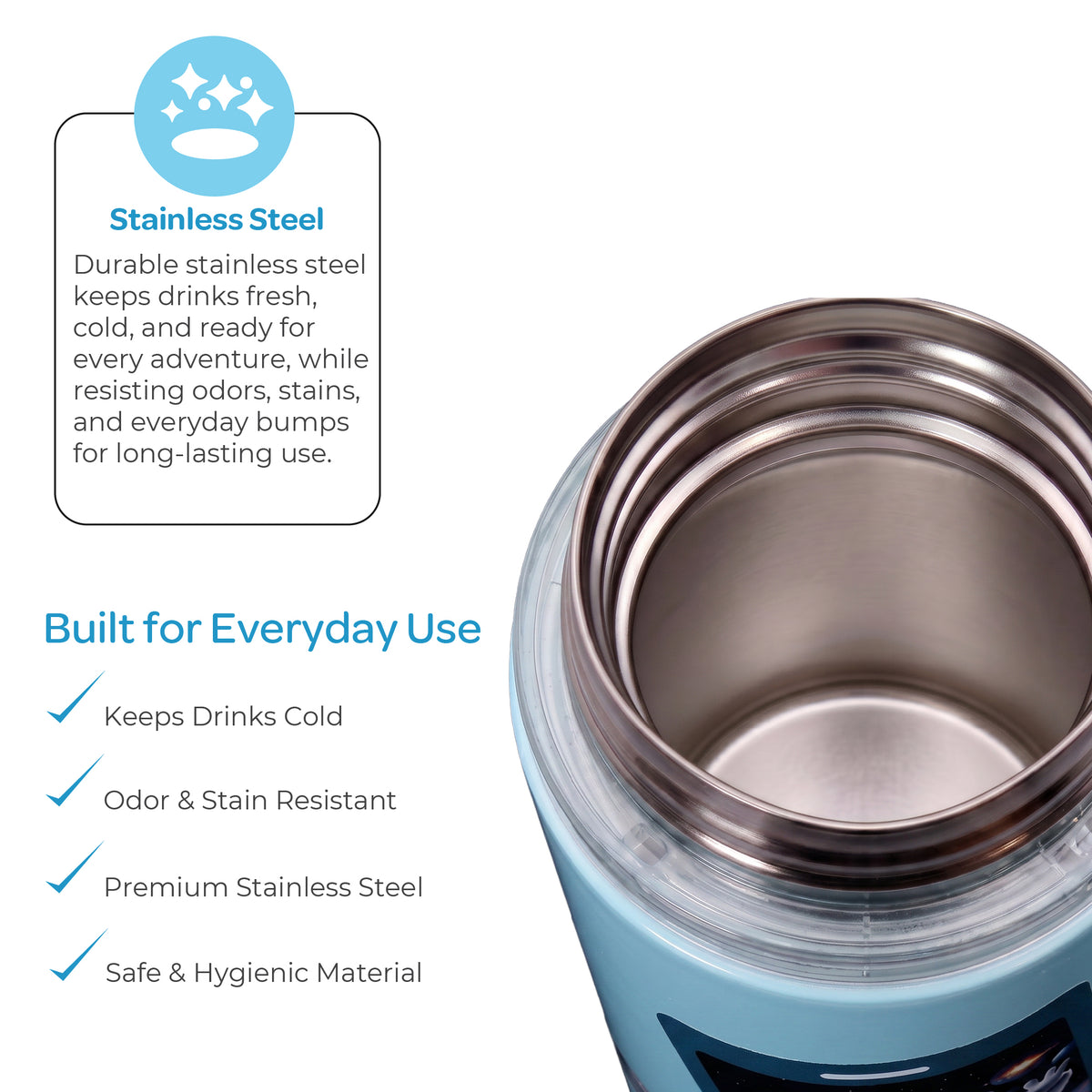 MOON Kids Mist Spray Water Bottle 500ml Stainless Steel