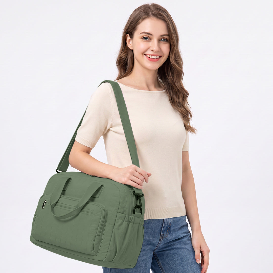 Moon Veira Diaper Bag Backpack – Multifunctional 3-in-1 Shoulder Bag, Backpack & Stroller Bag - Beige/Green/Pink