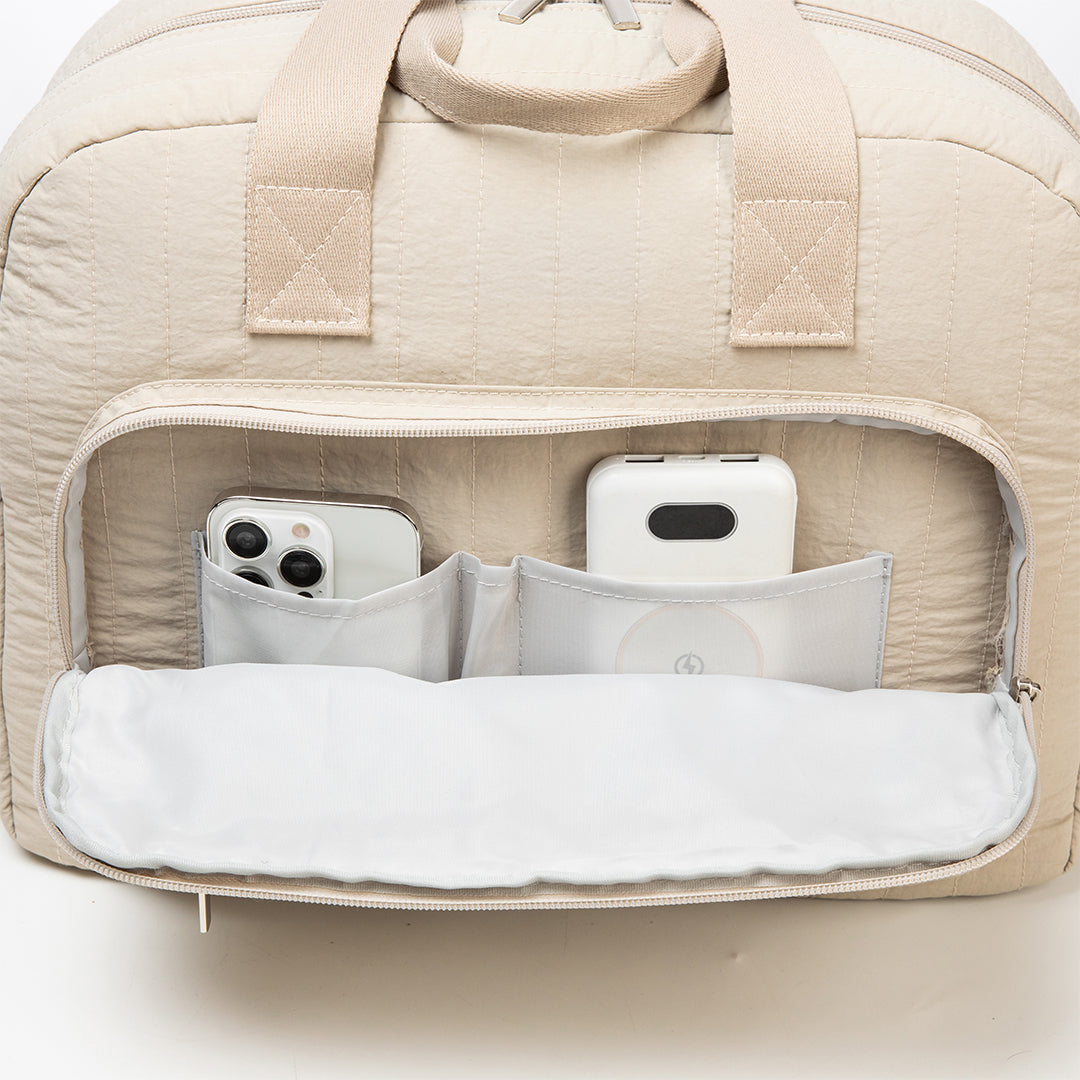 Moon Veira Diaper Bag Backpack – Multifunctional 3-in-1 Shoulder Bag, Backpack & Stroller Bag - Beige/Green/Pink