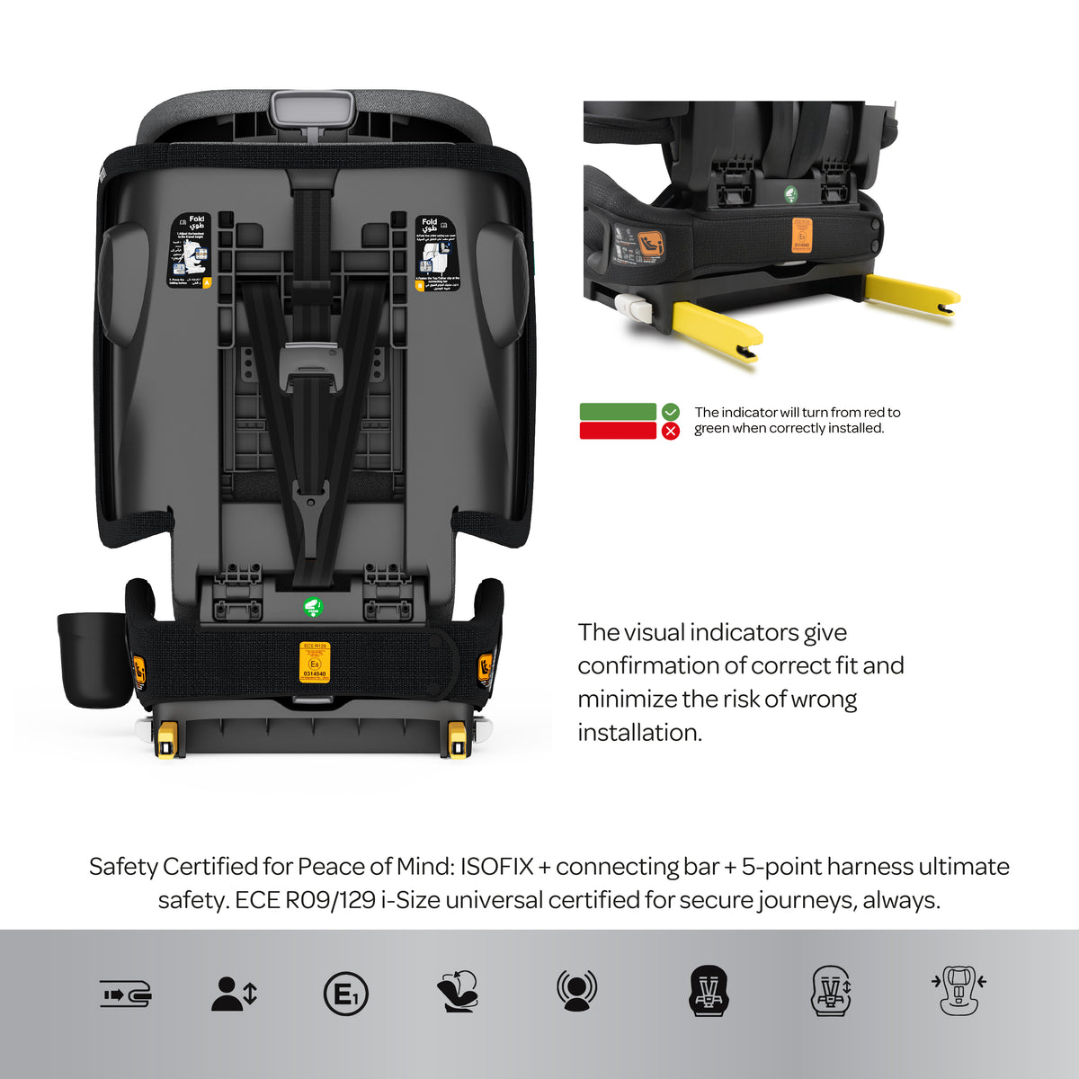 MOON Folda Max ECE R129 i-Size Foldable Car Seat with ISOFIX & Top Tether - The Moon Brand™