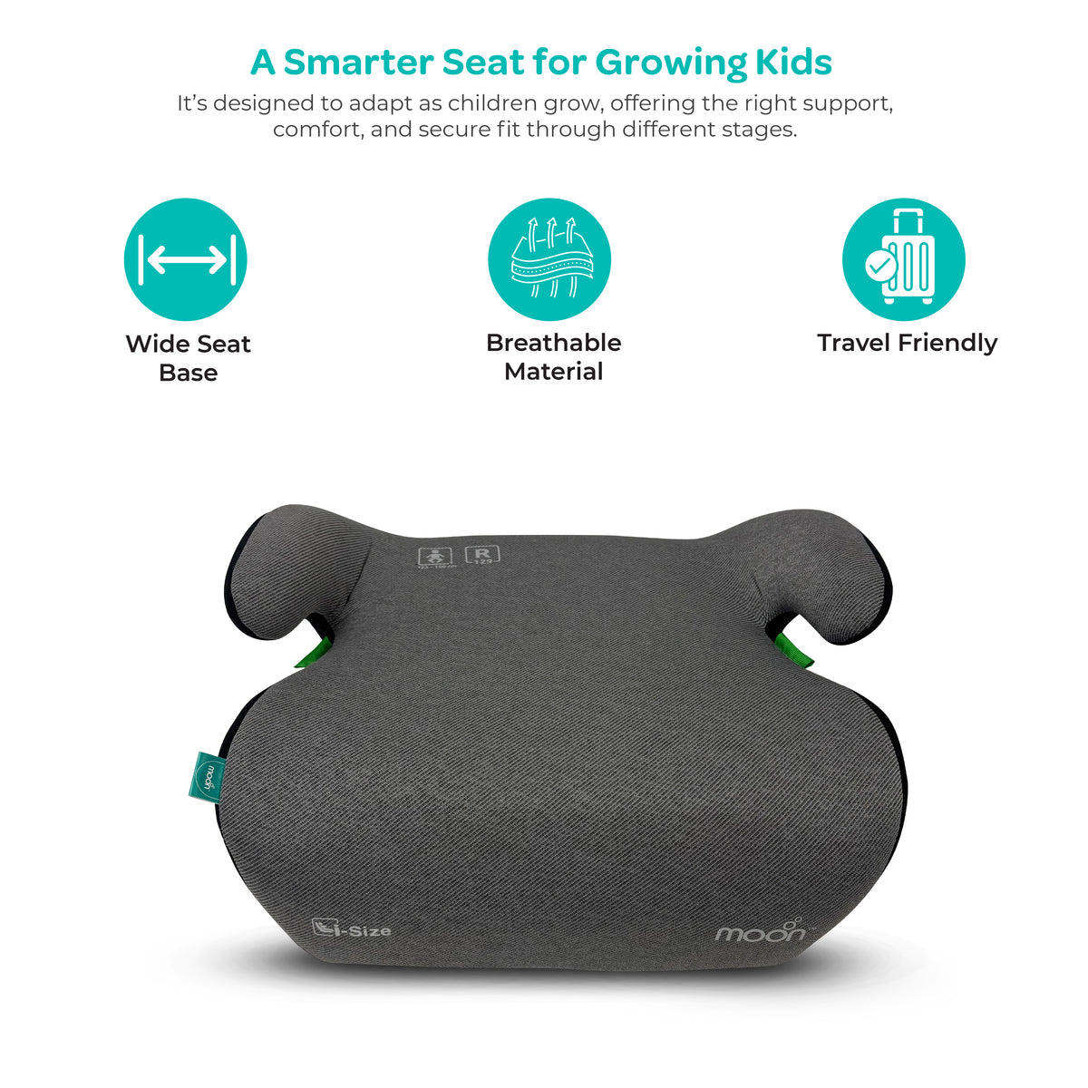 MOON Elvo Baby Booster Car Seat - Dark Grey — The Moon Brand product image