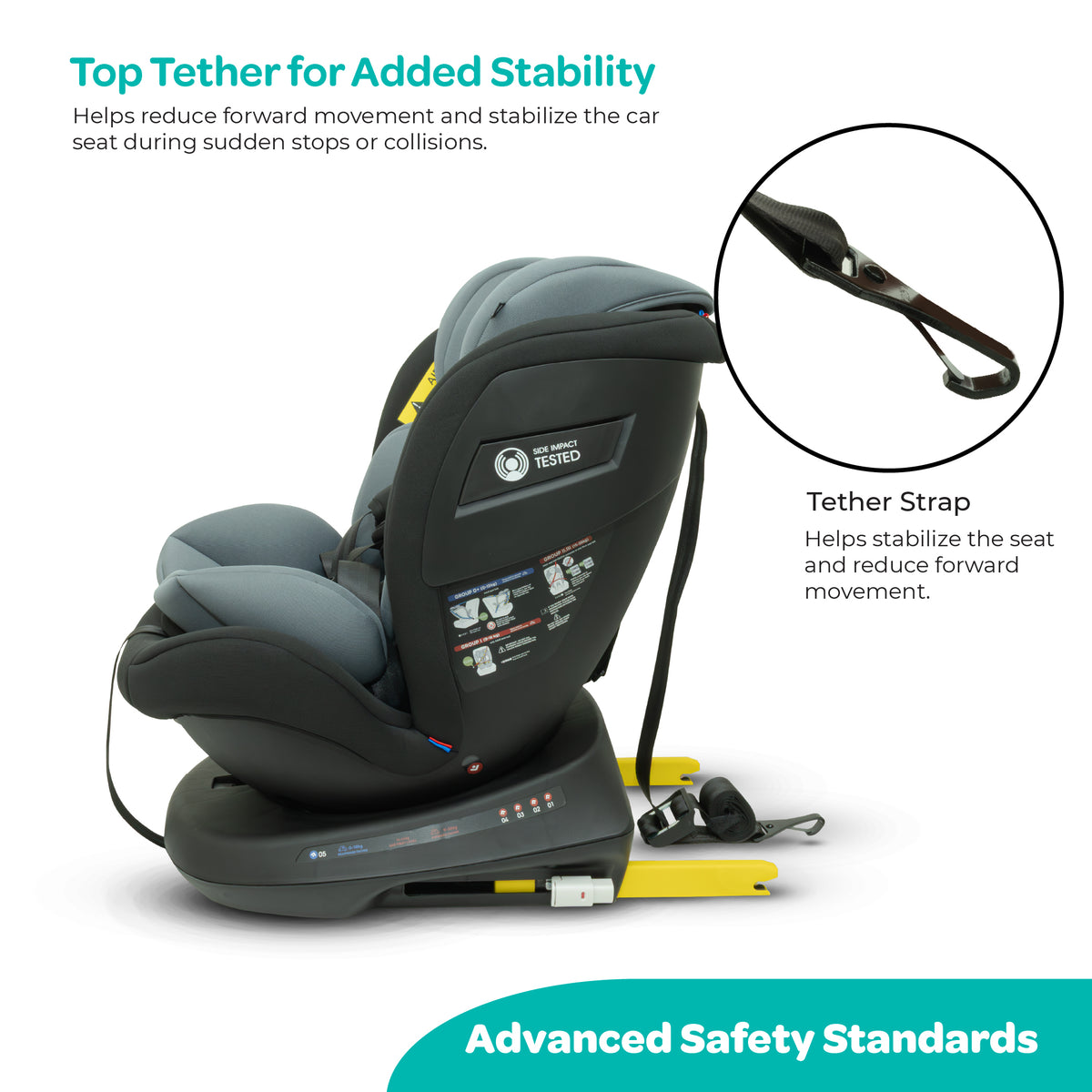MOON Orbix 360° rotating Car Seat -0+/1/2/3, ISOFIX & Latch, Crash Tested (0-36kg)-Black — The Moon Brand product image