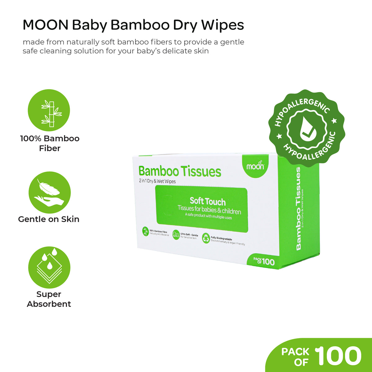 MOON Bamboo Tissues – 2-in-1 Dry & Wet Baby Wipes