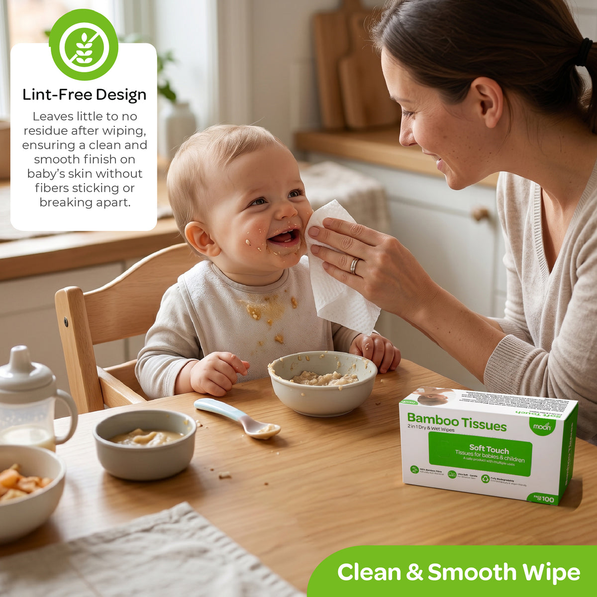 MOON Bamboo Tissues – 2-in-1 Dry & Wet Baby Wipes