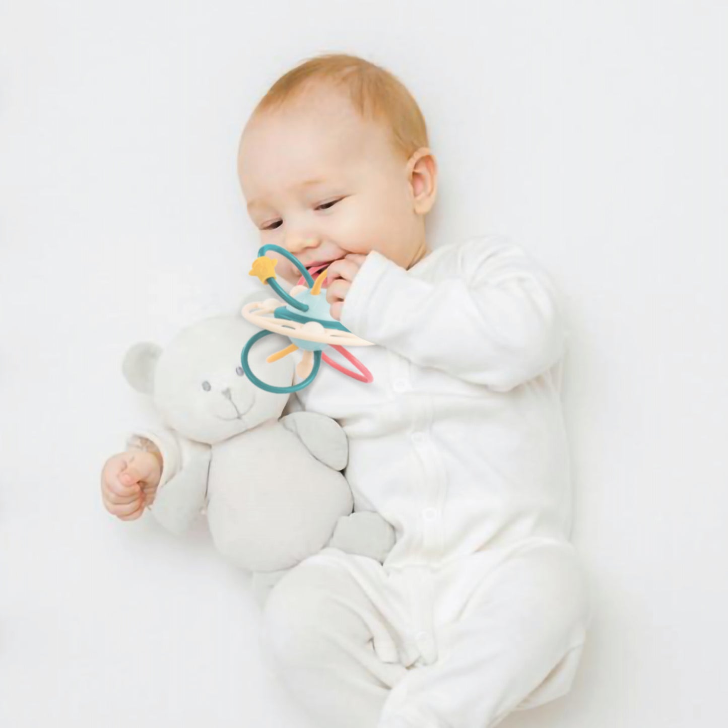 MOON Swing Circle / MOON Organic Sleep Gown Set of 2 (Grey and Zigzag Print) / MOON Tiny Tots Foot Rattle / MOON Baby Teether Rattle - Soft Ball