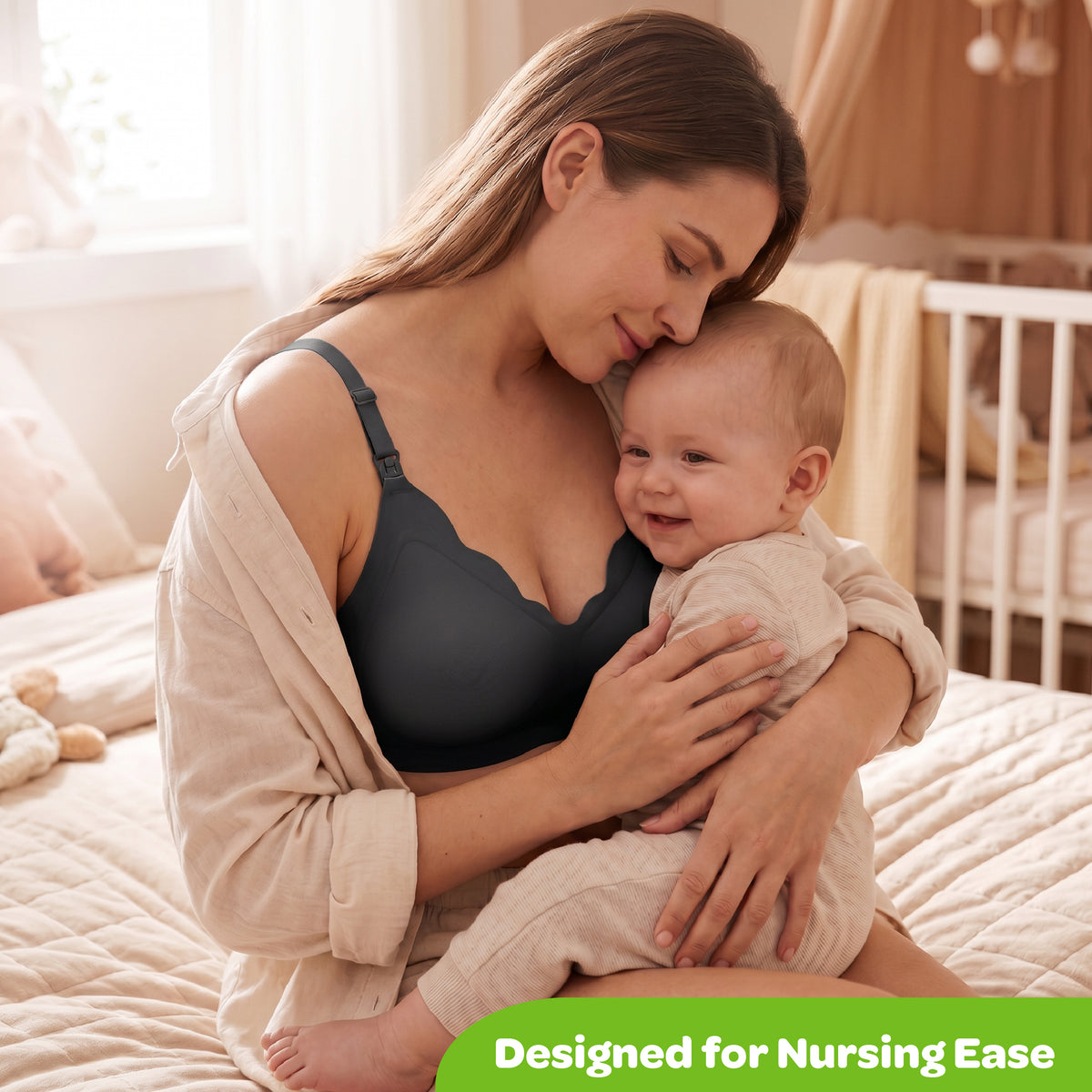 MOON Seamless Nursing Bra – Wireless Maternity Bra (Black)