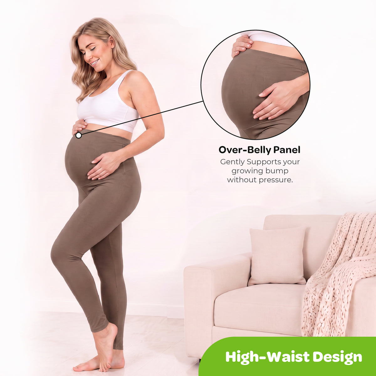 MOON Maternity Leggings – High Waist Belly Support Pregnancy Pants