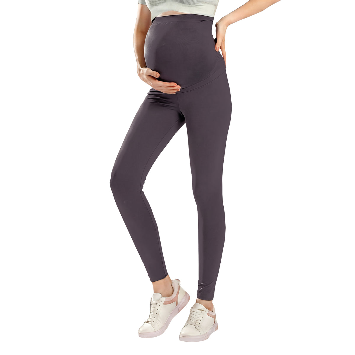 MOON Maternity Leggings – High Waist Belly Support Pants (Black)