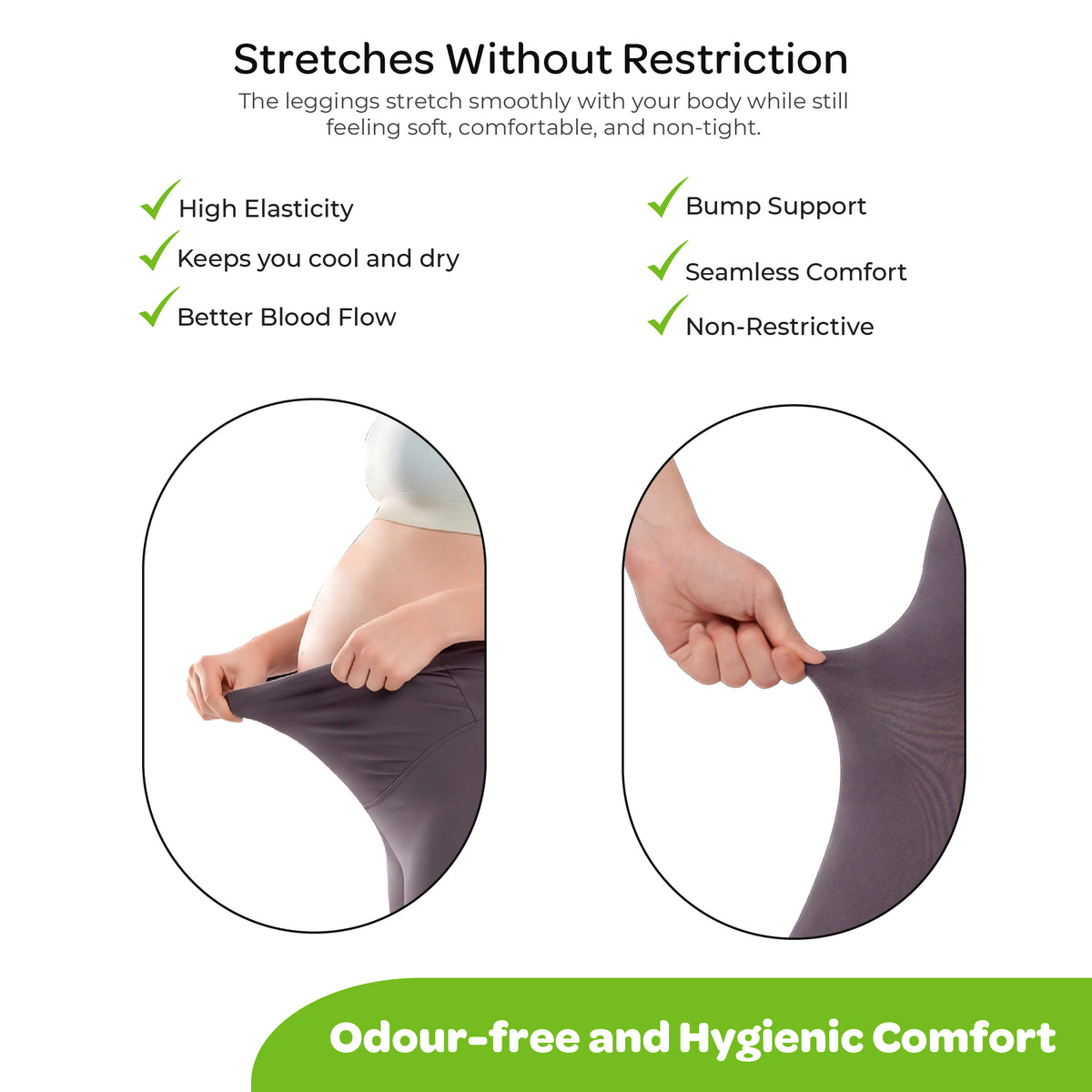MOON Maternity Leggings – High Waist Belly Support Pants (Black)