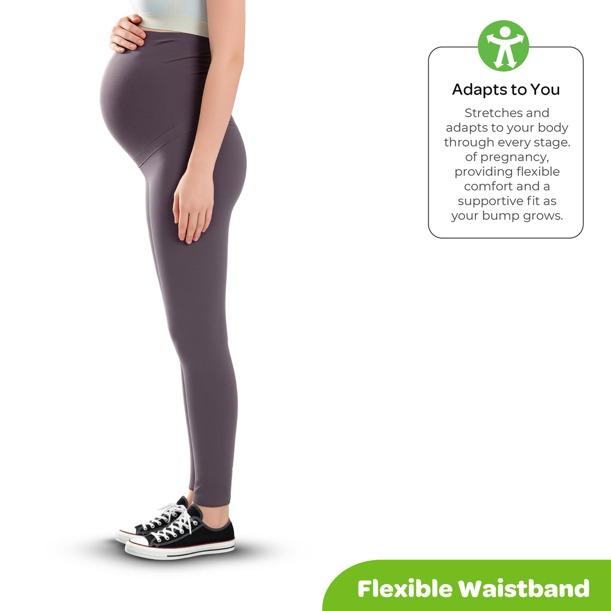 MOON Maternity Leggings – High Waist Belly Support Pants (Black)
