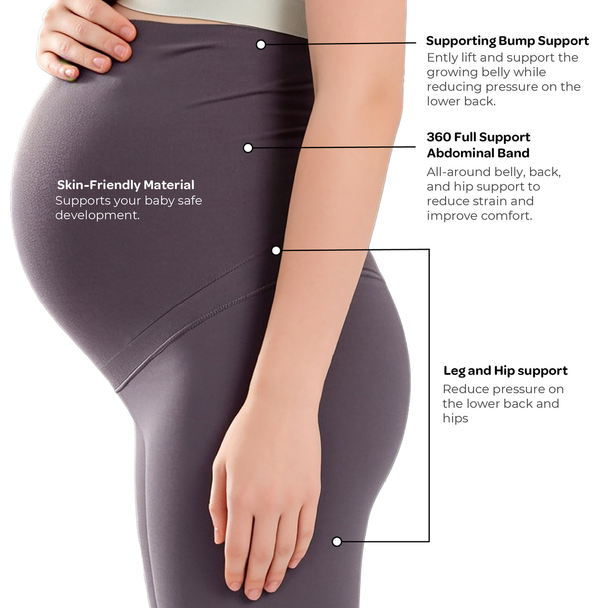 MOON Maternity Leggings – High Waist Belly Support Pants (Black)