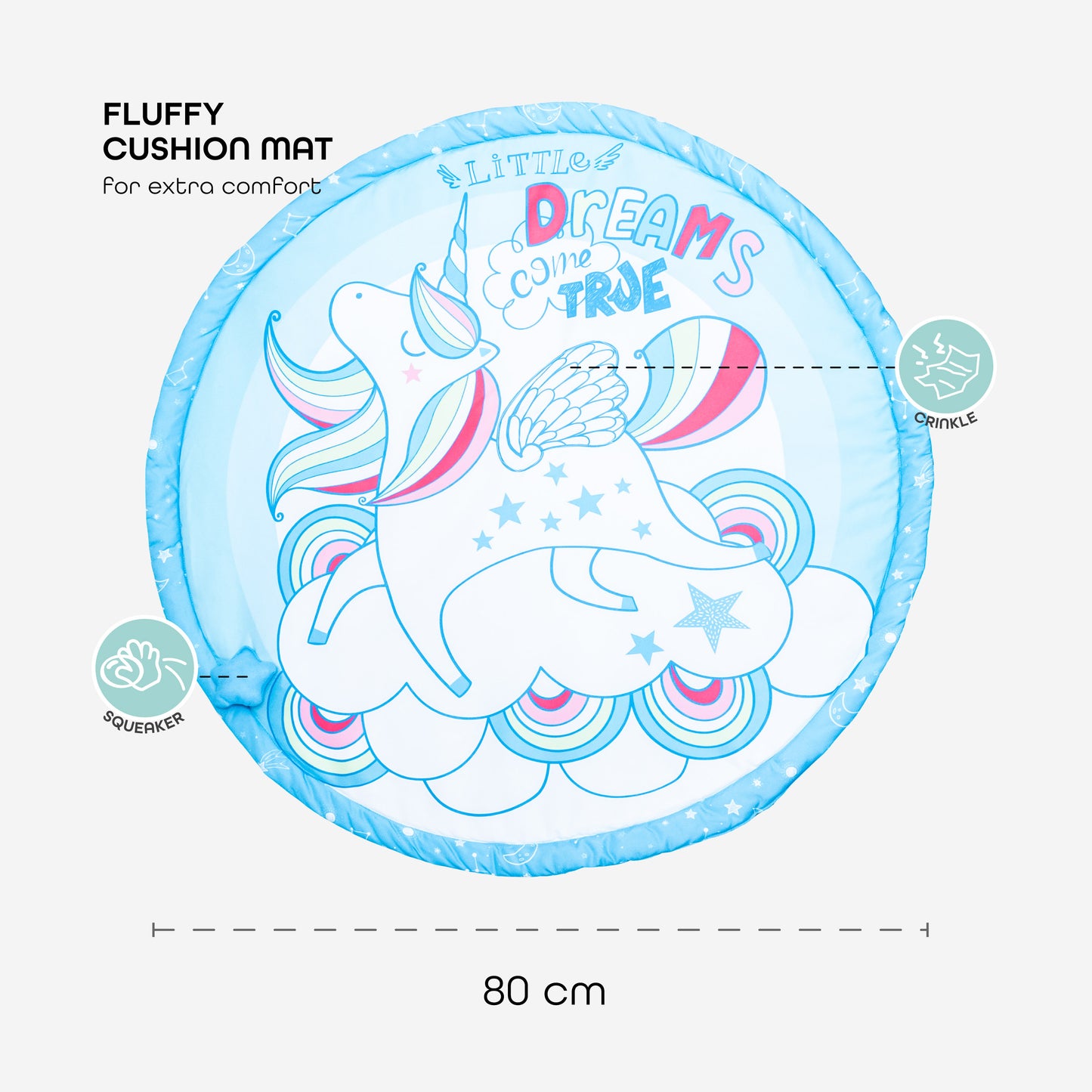 MOON Perky Playmat - Unicorn / MOON Organic Feeding Nursing Pillow (White, Organic Fabric) / MOON Soft Cloth Book - Animals