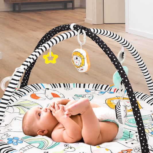 MOON Perky Playmat (Paradise Play) / MOON Organic Feeding Nursing Pillow (White, Organic Fabric) / MOON Soft Cloth Book (Animals)