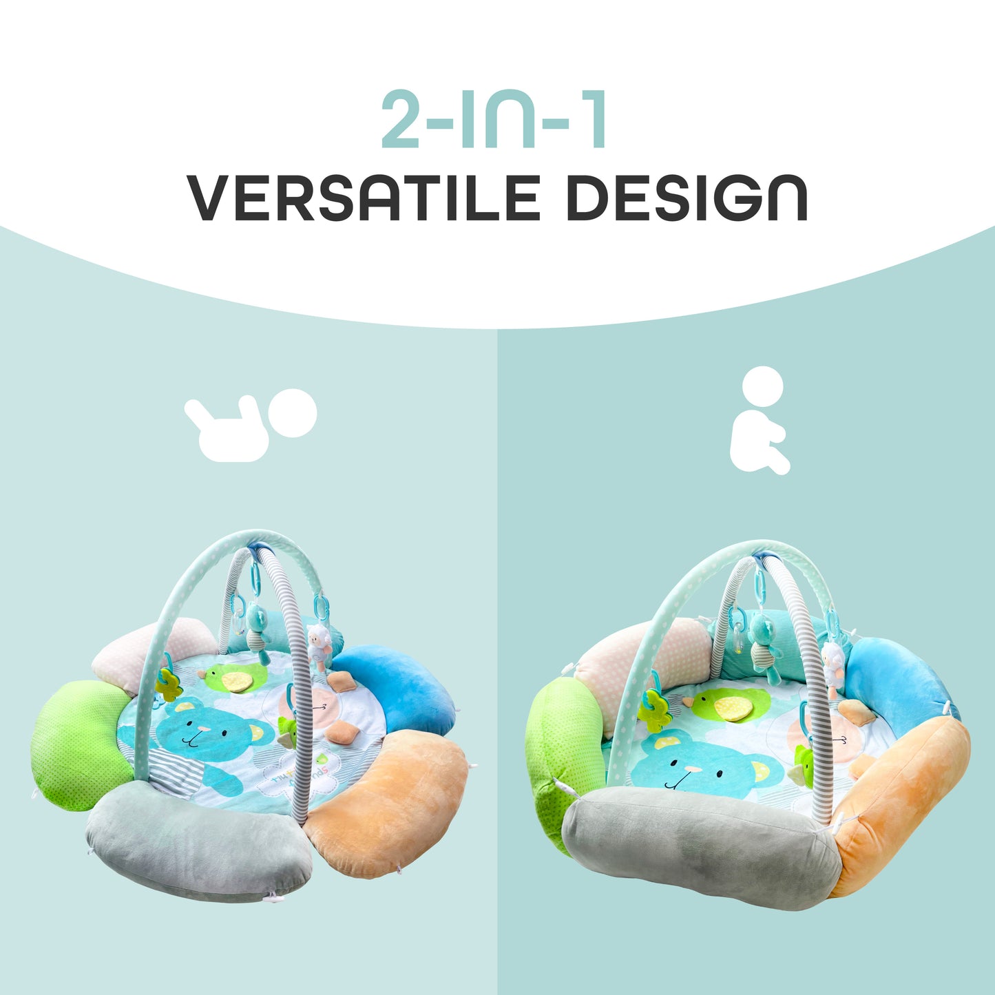 MOON Flower cushion Playmat - Bear and Sheep