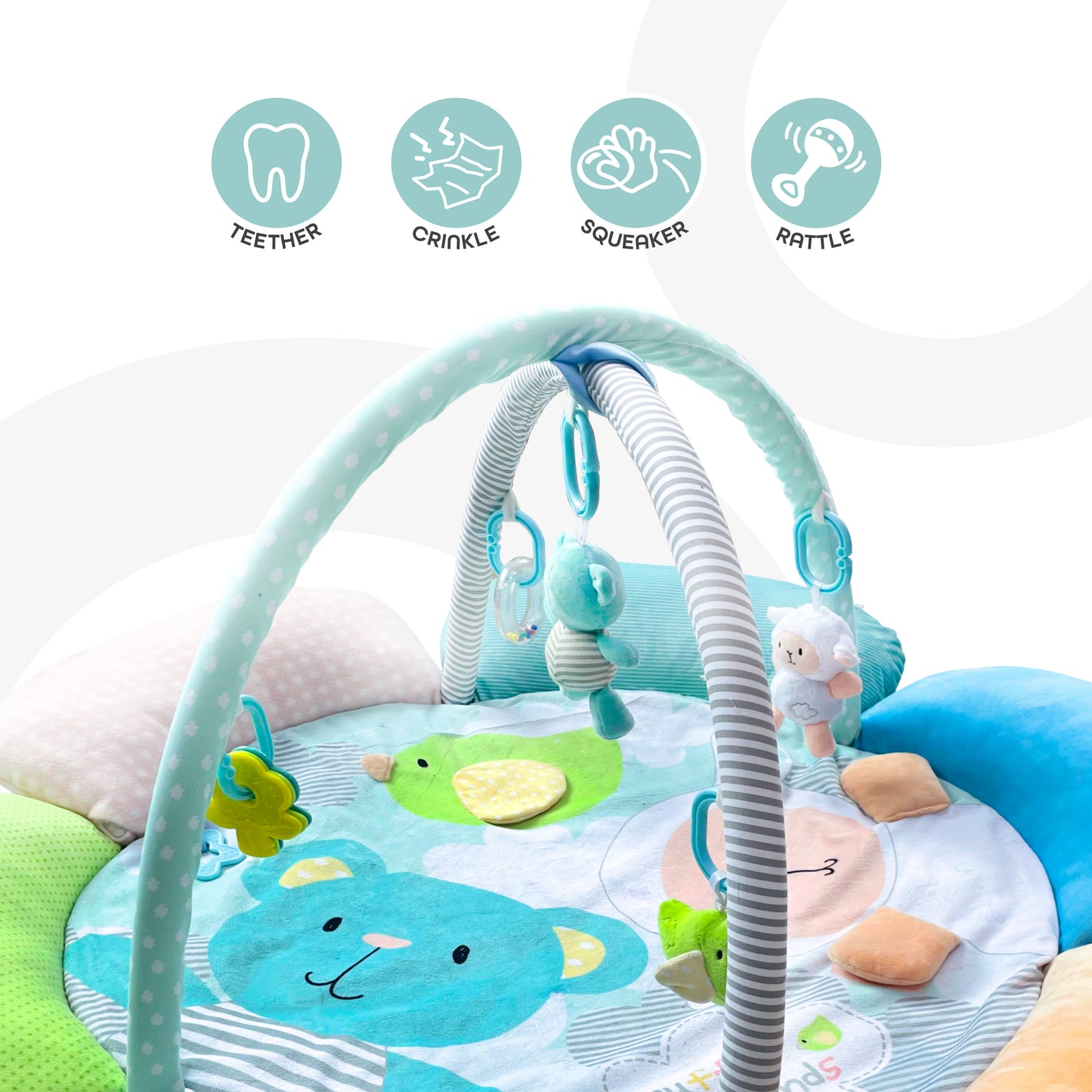 MOON Flower cushion Playmat - Bear and Sheep