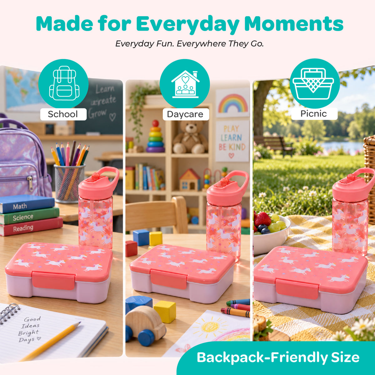 MOON Krazii Buddies Kids Lunchbox & Water Bottle Set