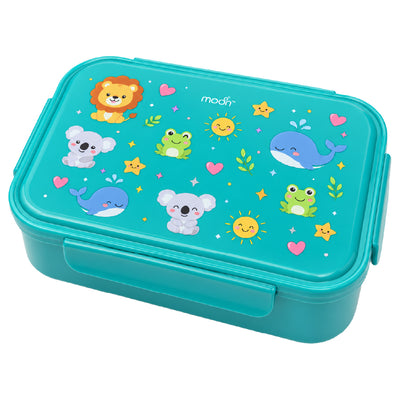 Moon Kids Lunch Box – Green Leak-Proof Bento Box with Cute Animal Prints