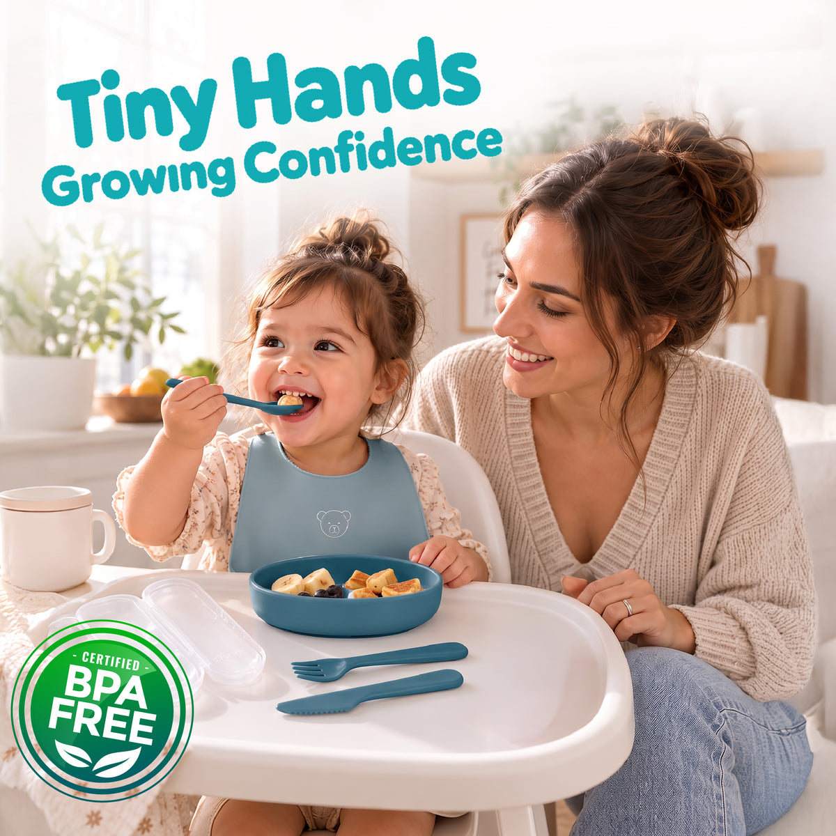 MOON 4-Piece Toddler Cutlery Set with Travel Case | Green