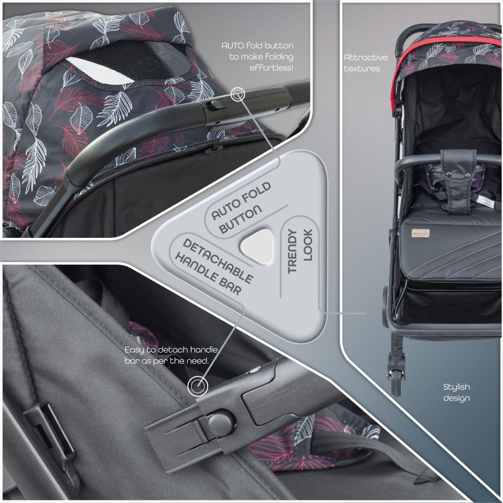 MOON Pronto Autofold stroller -Leaf Pattern — The Moon Brand product image