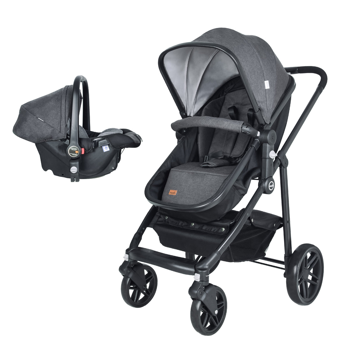 3 in 1 travel system stroller The Moon Brand Tres Baby Stroller 3in1 Baby Carriage Travel System Convertible into Bassinet, Stroller & Car Seat Lightweight Baby Trolley for 0m+ infant, Up to 22kg