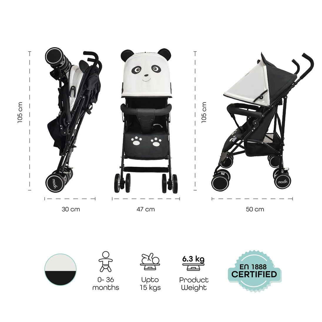 monkey umbrella stroller The Moon Brand Safari Baby Stroller – AnimalThemed Umbrella Stroller with Hood – Compact Lightest Stroller for Travel – Reclining, Storage Basket, Shoulder Strap – 0m + Up to 18 kg