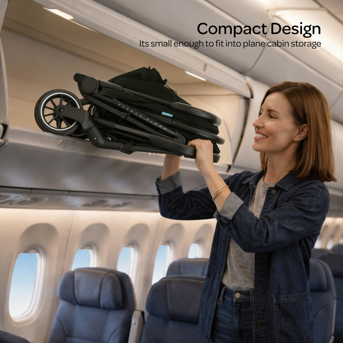 The MOON Brand Tripzi Carbon Fiber Cabin Stroller – Ultra-Lightweight Travel-Ready Stroller with Easy Fold, Five-Point Safety Harness & Leather Handle - The Moon Brand™