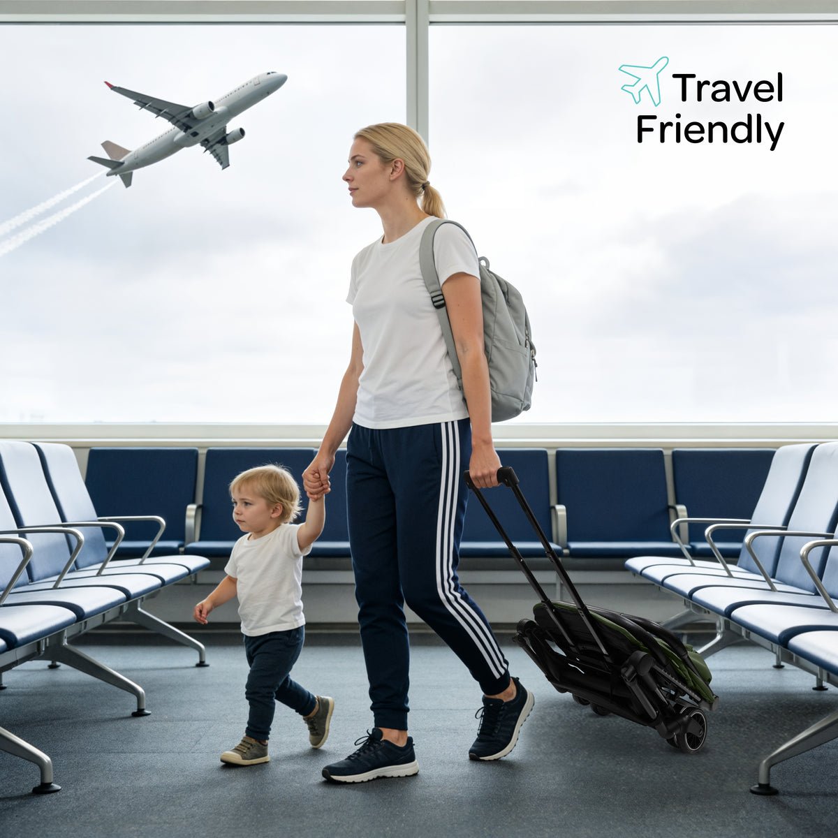 The MOON Brand Tripzi Carbon Fiber Cabin Stroller – Ultra-Lightweight Travel-Ready Stroller with Easy Fold, Five-Point Safety Harness & Leather Handle - The Moon Brand™