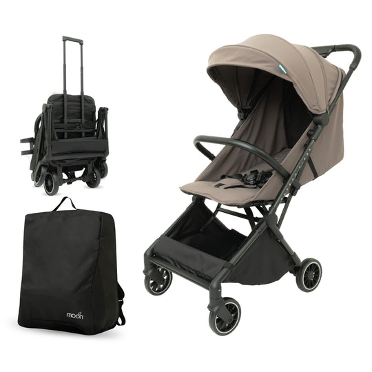 The MOON Brand Tripzi Carbon Fiber Cabin Stroller – Ultra-Lightweight Travel-Ready Stroller with Easy Fold, Five-Point Safety Harness & Leather Handle - The Moon Brand™