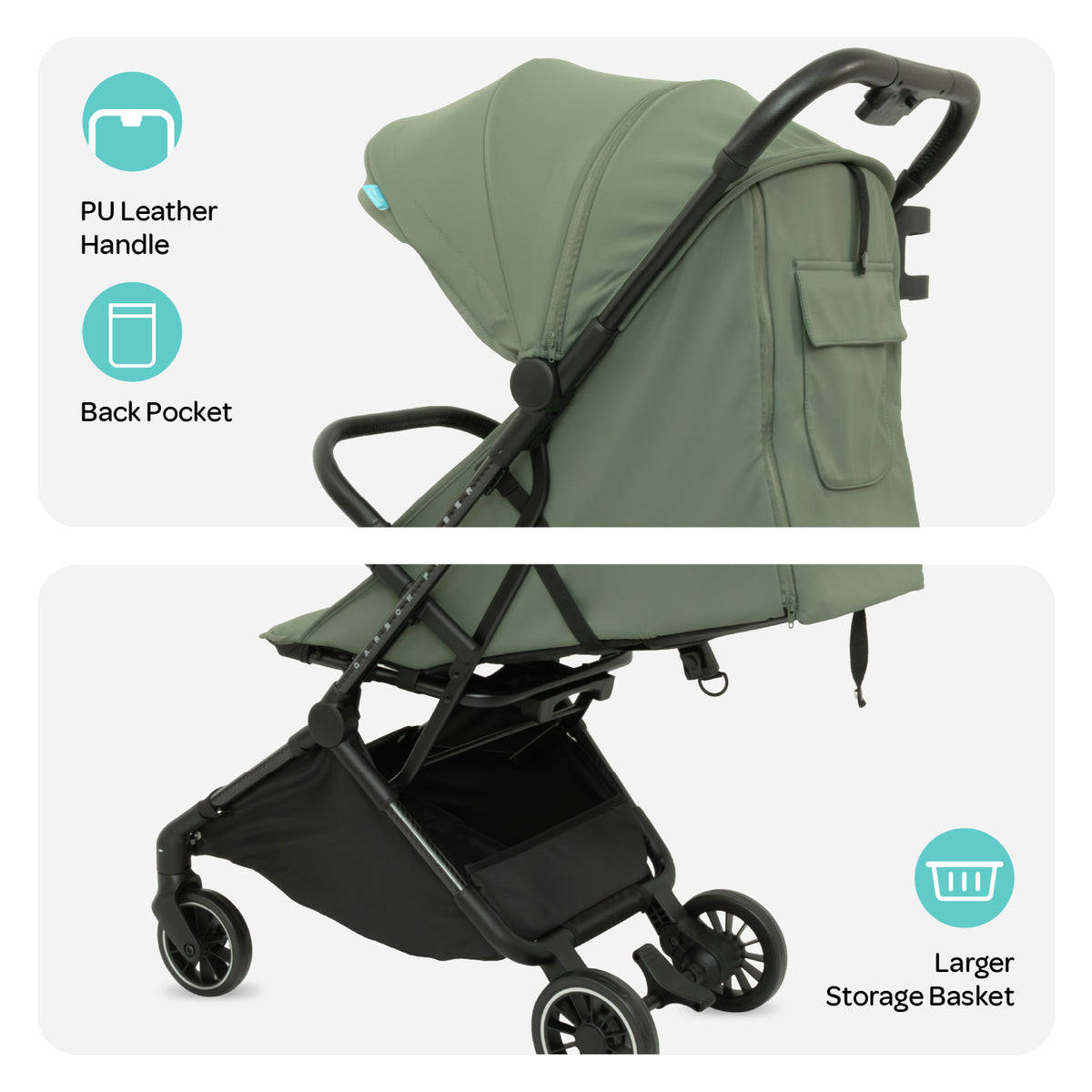 The MOON Brand Tripzi Carbon Fiber Cabin Stroller – Ultra-Lightweight Travel-Ready Stroller with Easy Fold, Five-Point Safety Harness & Leather Handle - The Moon Brand™