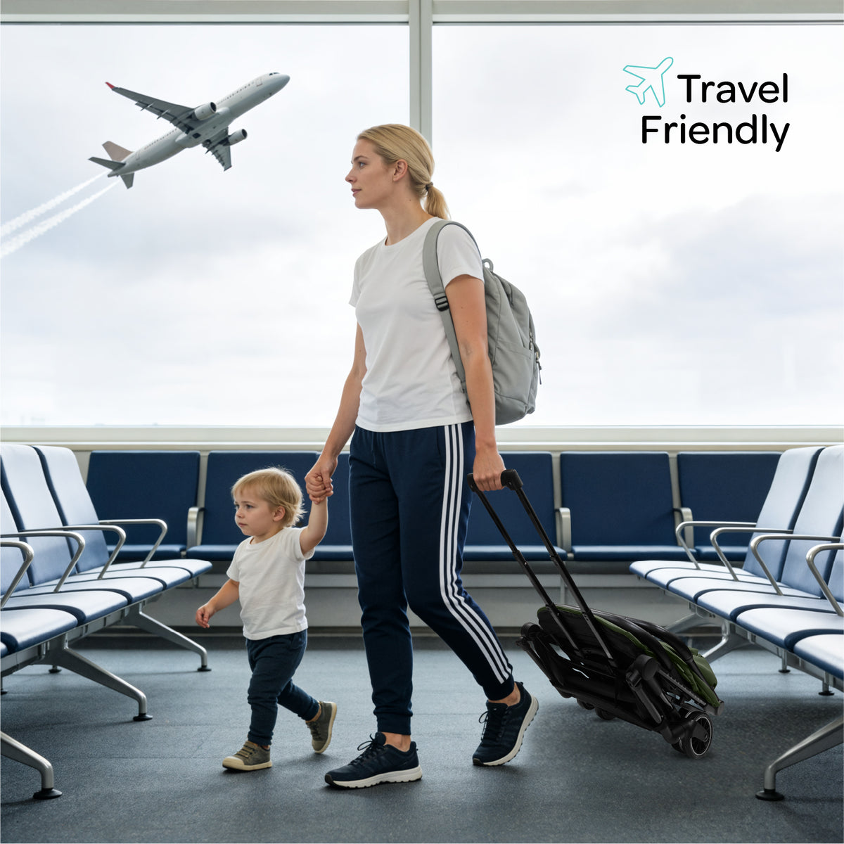 The MOON Brand Tripzi Carbon Fiber Cabin Stroller – Ultra-Lightweight Travel-Ready Stroller with Easy Fold, Five-Point Safety Harness & Leather Handle - The Moon Brand™