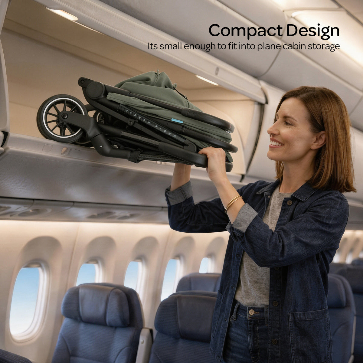 The MOON Brand Tripzi Carbon Fiber Cabin Stroller – Ultra-Lightweight Travel-Ready Stroller with Easy Fold, Five-Point Safety Harness & Leather Handle - The Moon Brand™