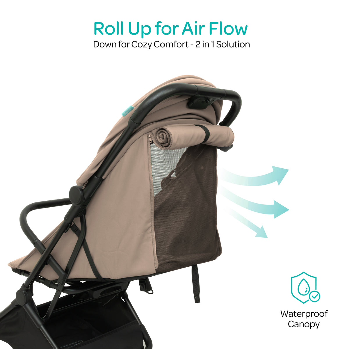 MOON Alora Lightweight Baby Stroller- Ultra Compact Cabin-Size Fold & UPF Canopy | 0-3 Years, Chocolate — The Moon Brand product image