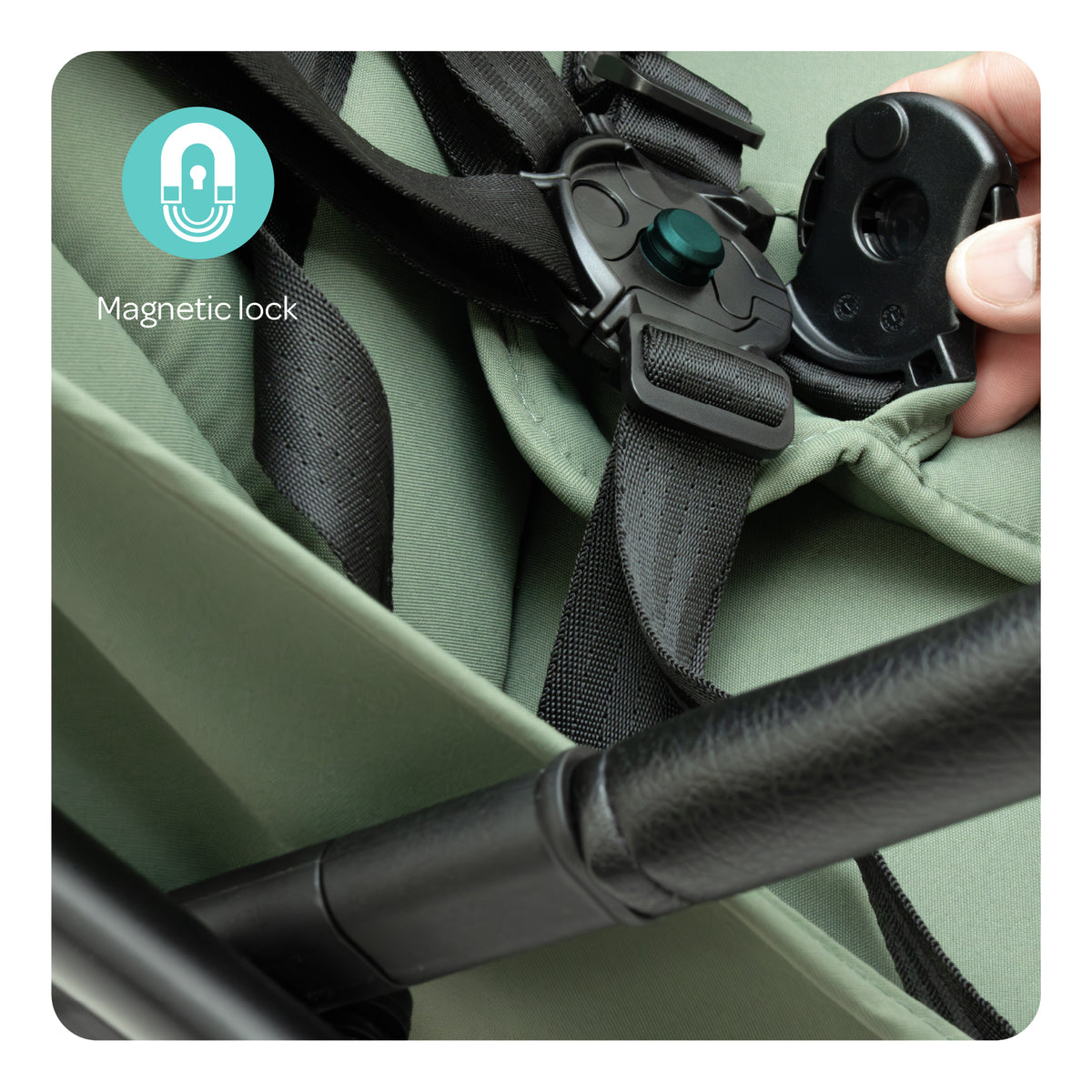 MOON Alora Lightweight Baby Stroller- Ultra Compact Cabin-Size Fold & UPF Canopy | 0-3 Years, Sage Green — The Moon Brand product image