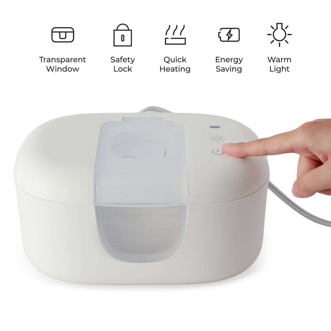 MOON Wipezy Baby Wipe Warmer with Night Light & LED Display, Adjustable Temp, Fits 80-100 Wipes-White